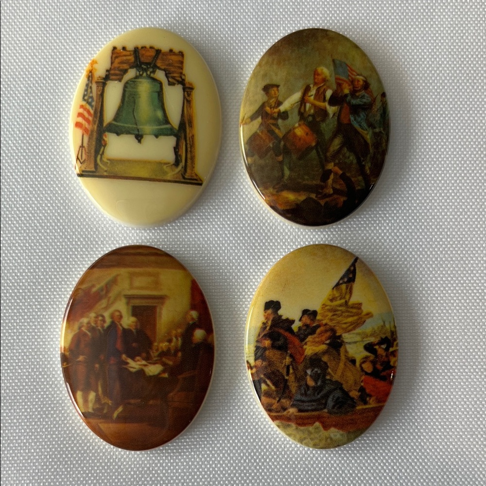 VTG 1776-1976 American History Theme Jewelry Cab Set July 4th Independence Craft